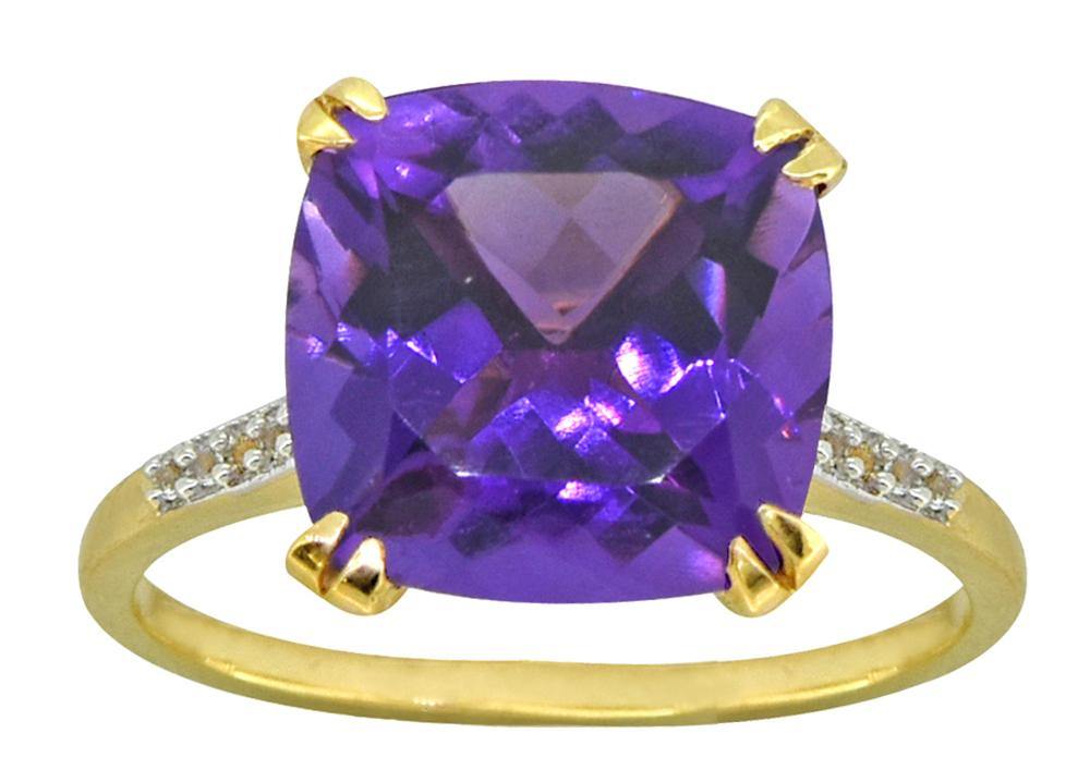 8.95 Ct Purple Amethyst White Topaz Solid 14k Yellow Gold Ring Jewelry - YoTreasure