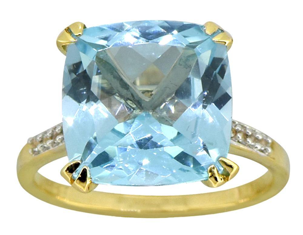 8.95 ct Sky Blue Topaz Solid 14k Yellow Gold Ring - YoTreasure