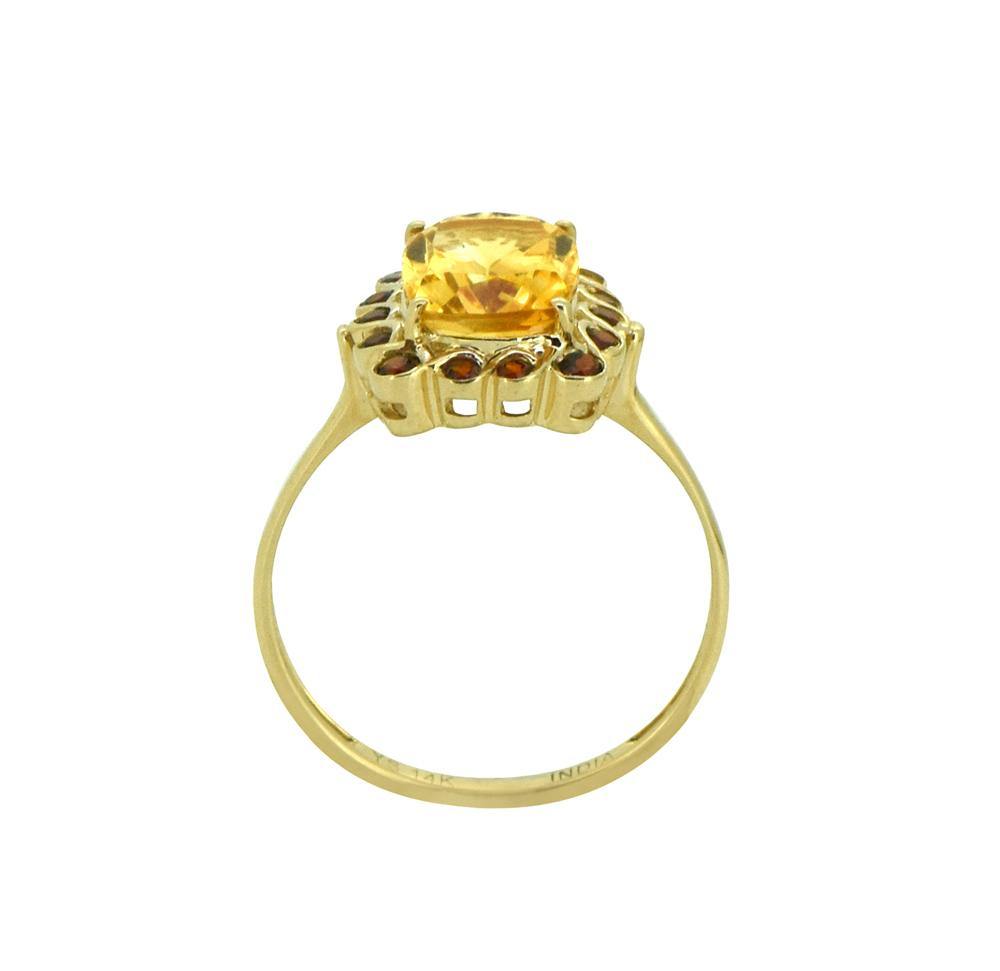2.69 Ct. Citrine Garnet Solid 14k Yellow Gold Ring Jewelry - YoTreasure