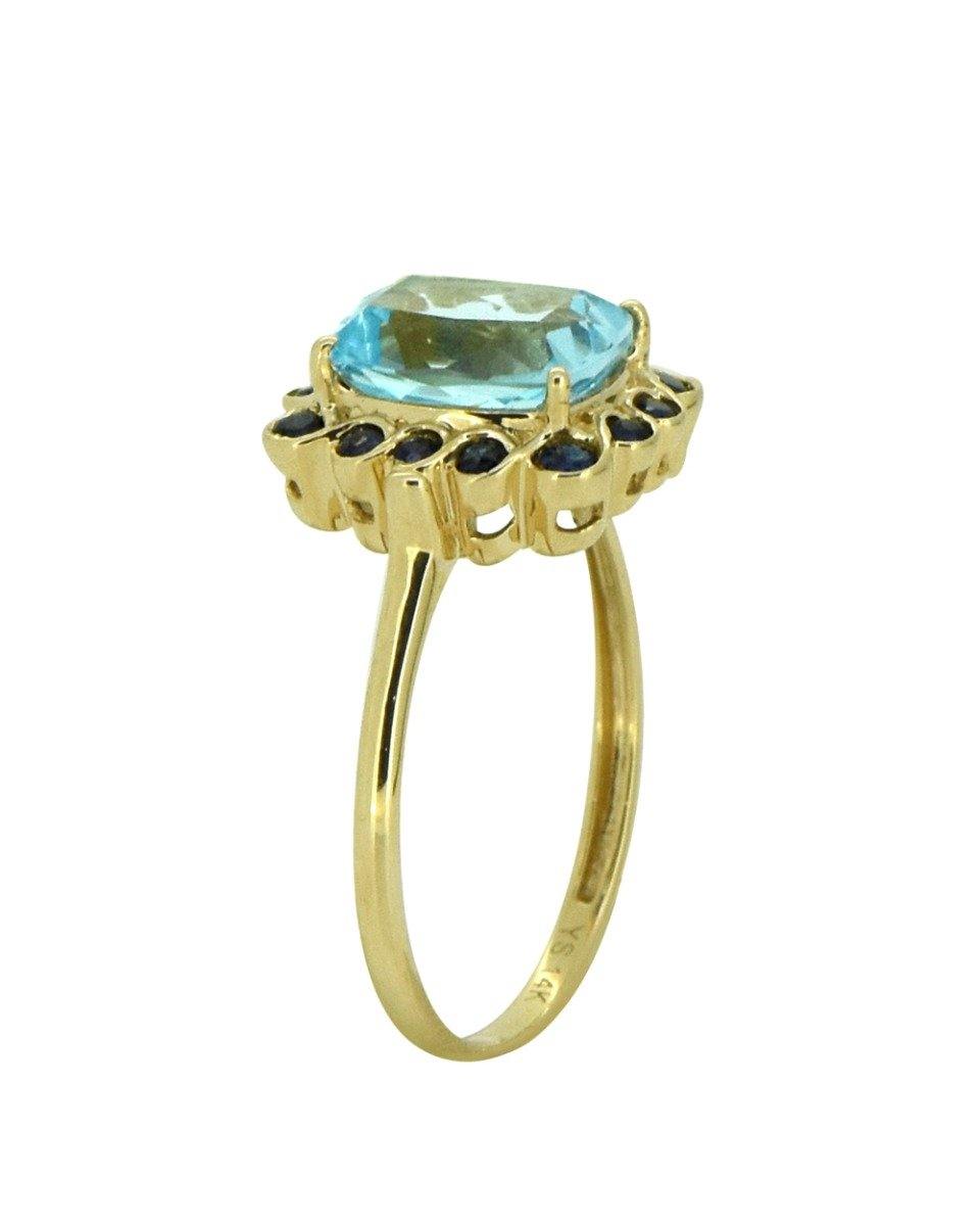 2.69 Ct. Sky Blue Topaz Solid 14k Yellow Gold Ring Jewelry - YoTreasure