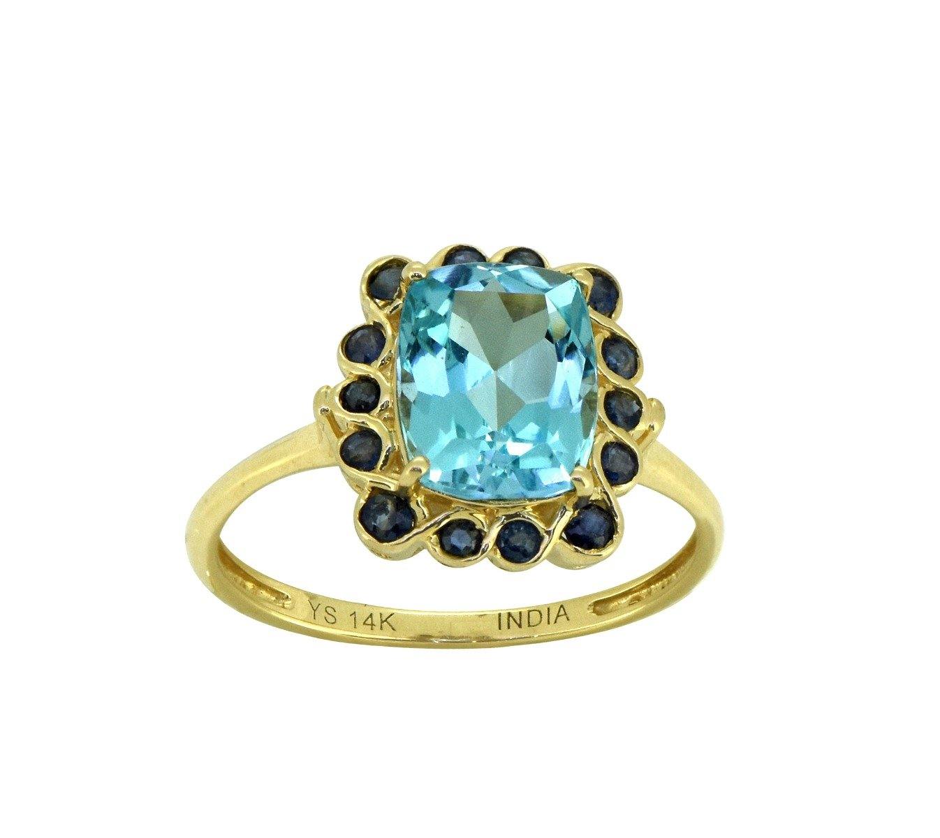 2.69 Ct. Sky Blue Topaz Solid 14k Yellow Gold Ring Jewelry - YoTreasure