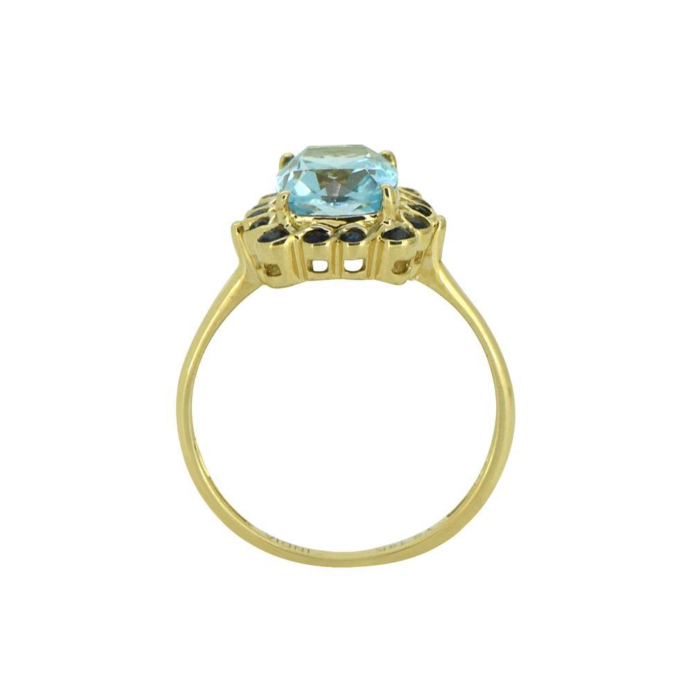 2.69 Ct. Sky Blue Topaz Solid 14k Yellow Gold Ring Jewelry - YoTreasure