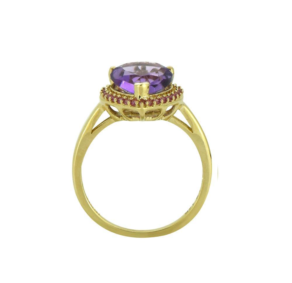 3.61 Ct. Amethyst Pink Saphhire Solid 14K Yellow Gold Ring Jewelry - YoTreasure