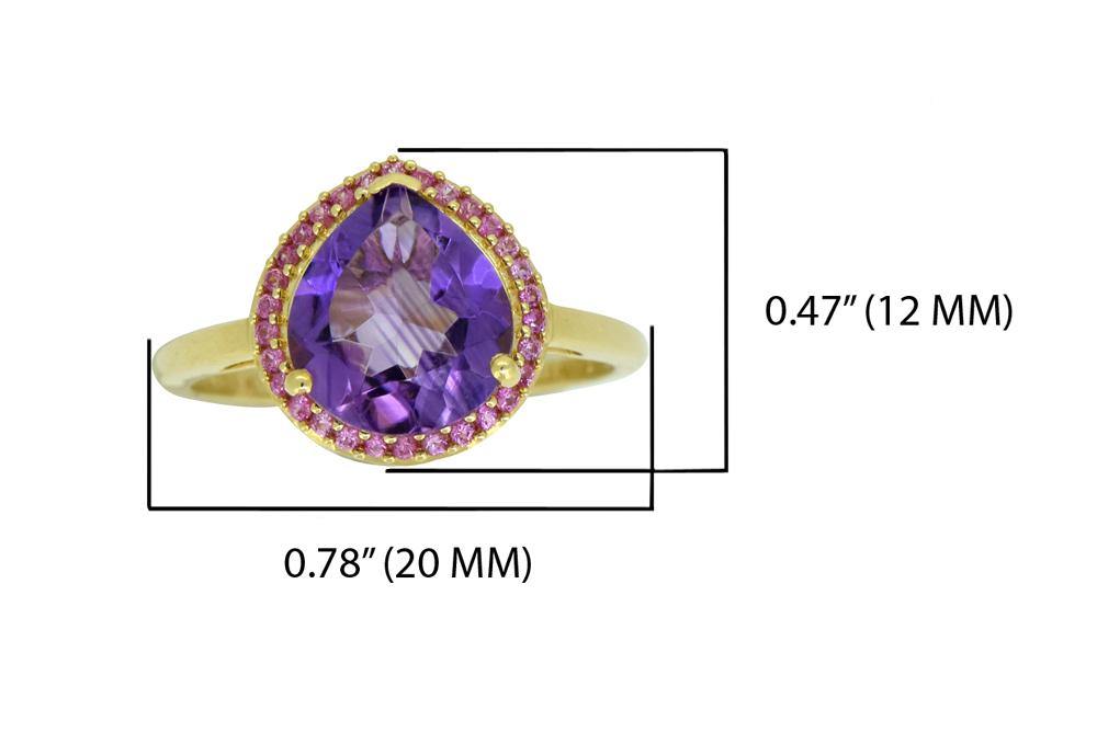 3.61 Ct. Amethyst Pink Saphhire Solid 14K Yellow Gold Ring Jewelry - YoTreasure