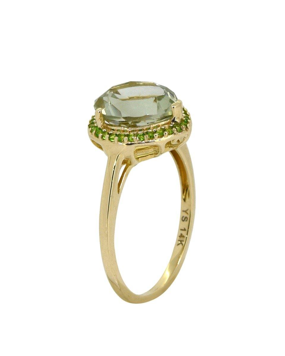 3.61 Ct. Green Amethyst Chrome Diopside Solid 14k Yellow Gold Ring Jewelry - YoTreasure