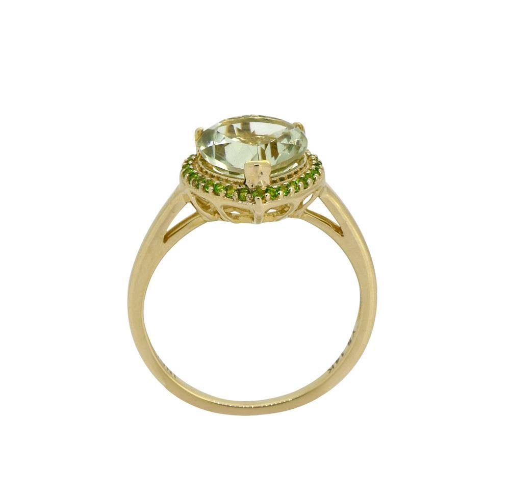 3.61 Ct. Green Amethyst Chrome Diopside Solid 14k Yellow Gold Ring Jewelry - YoTreasure