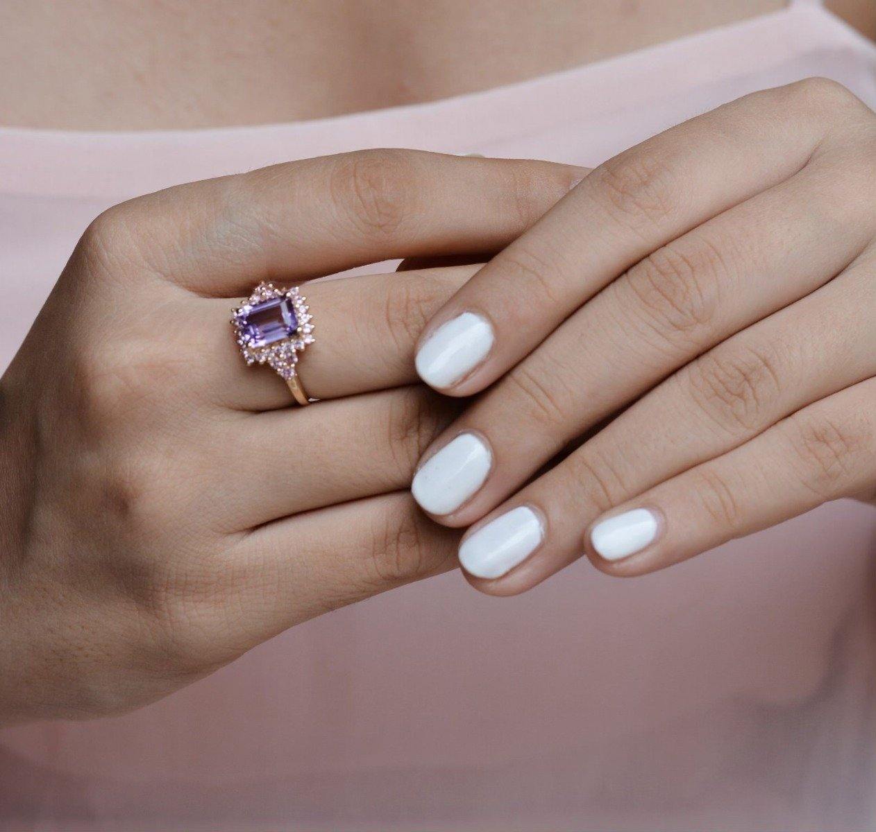 2.78 Ct. Pink Amethyst Sapphire Solid 14k Yellow Gold Ring Jewelry - YoTreasure
