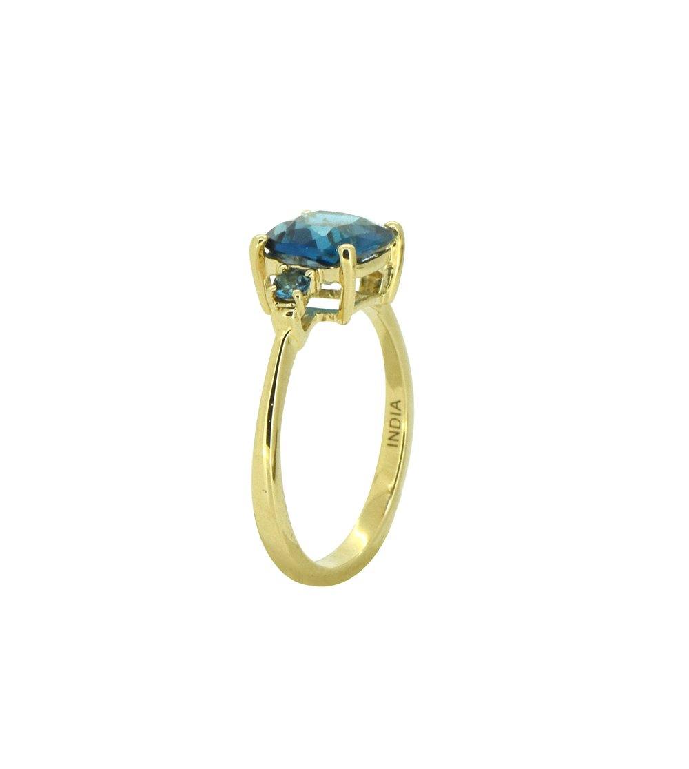 2.15 Ct. London Blue Topaz Solid 14k Yellow Gold Ring Jewelry - YoTreasure