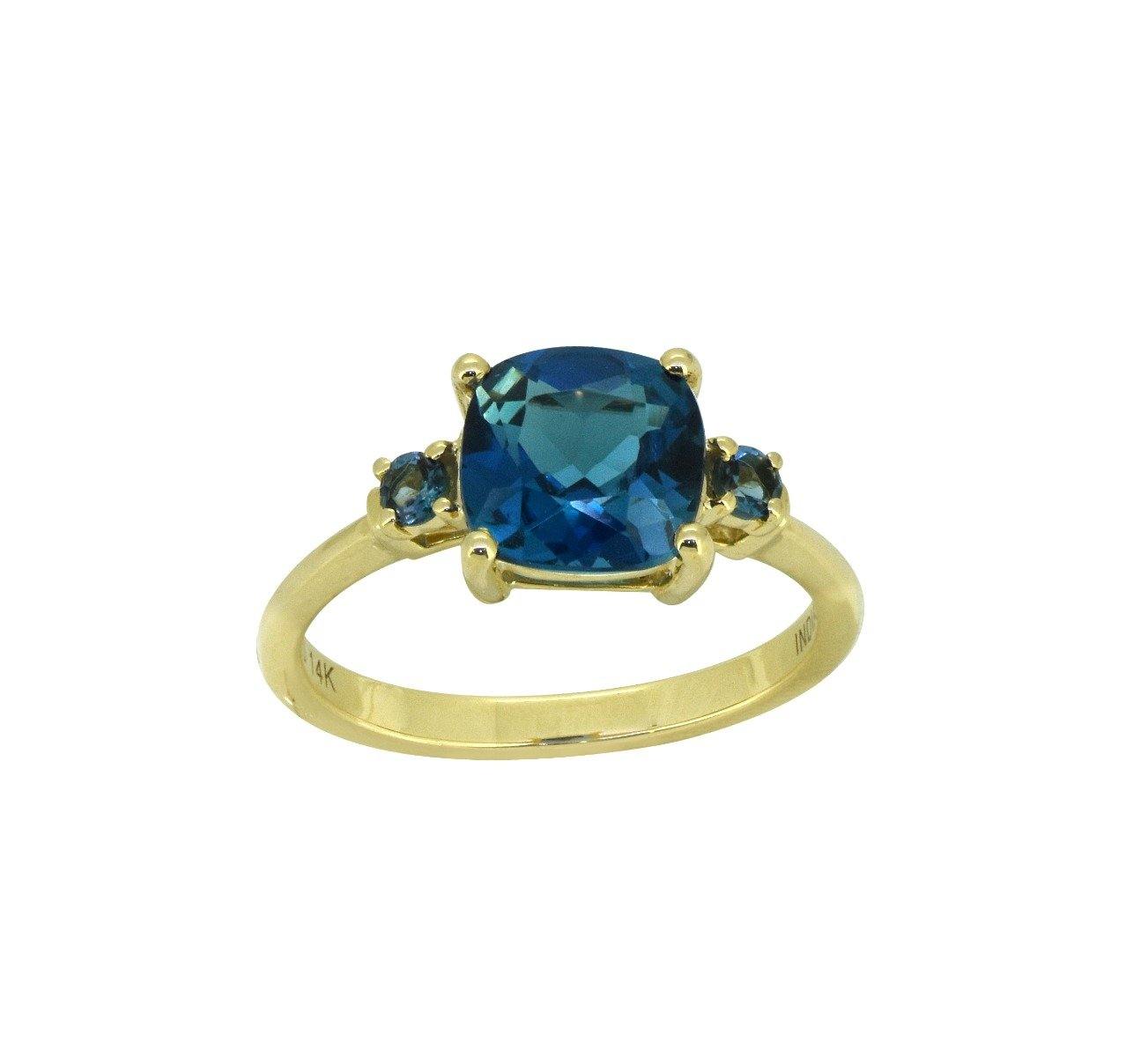 2.15 Ct. London Blue Topaz Solid 14k Yellow Gold Ring Jewelry - YoTreasure