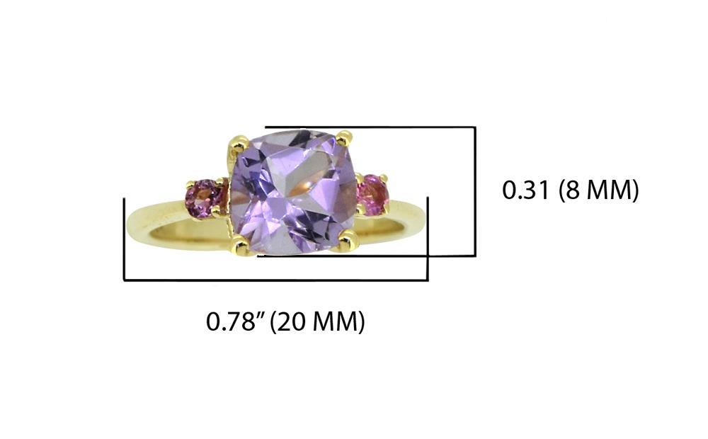 2.15 Ct. Pink Amethyst Tourmaline Solid 14k Yellow Gold Ring Jewelry - YoTreasure