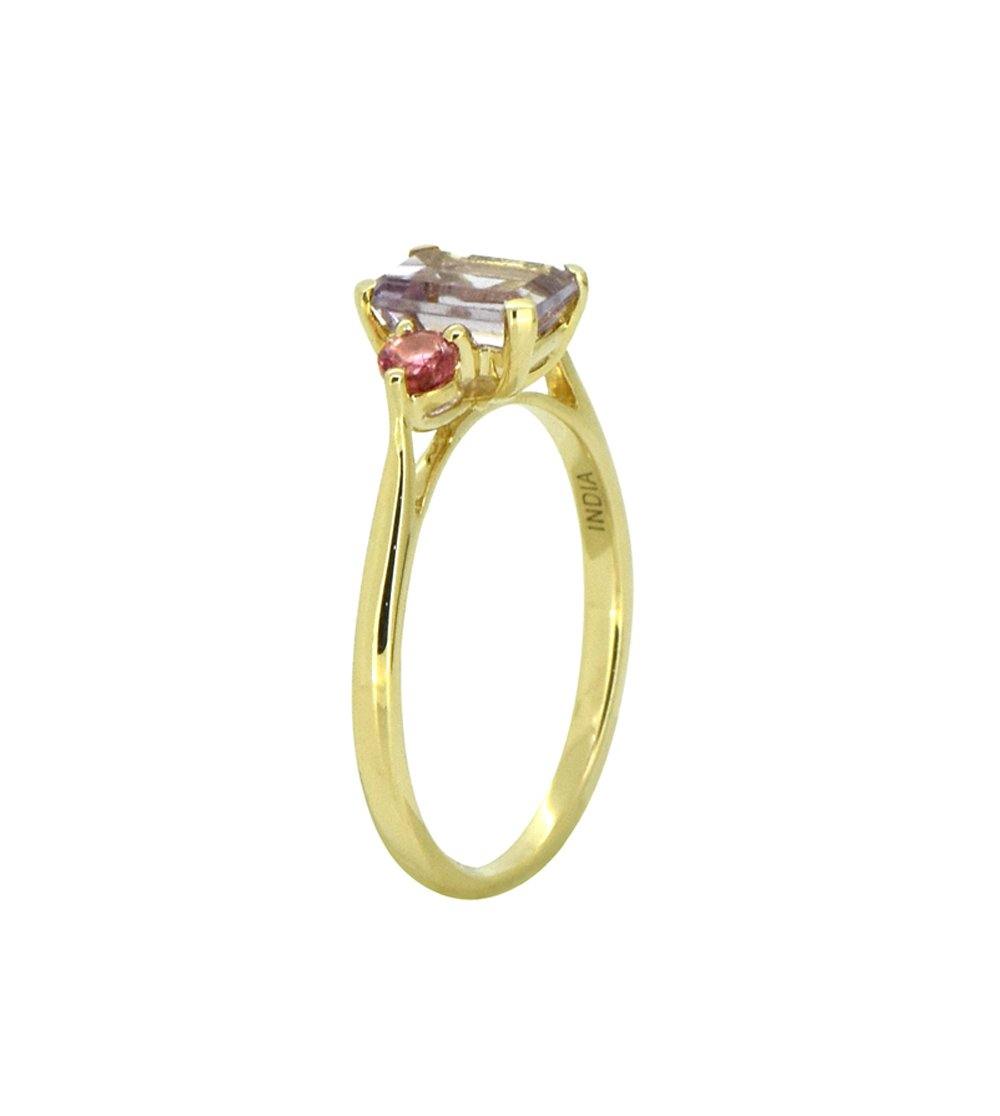 1.40 Ct. Pink Amethyst Tourmaline Solid 14K Yellow Ring Jewelry - YoTreasure