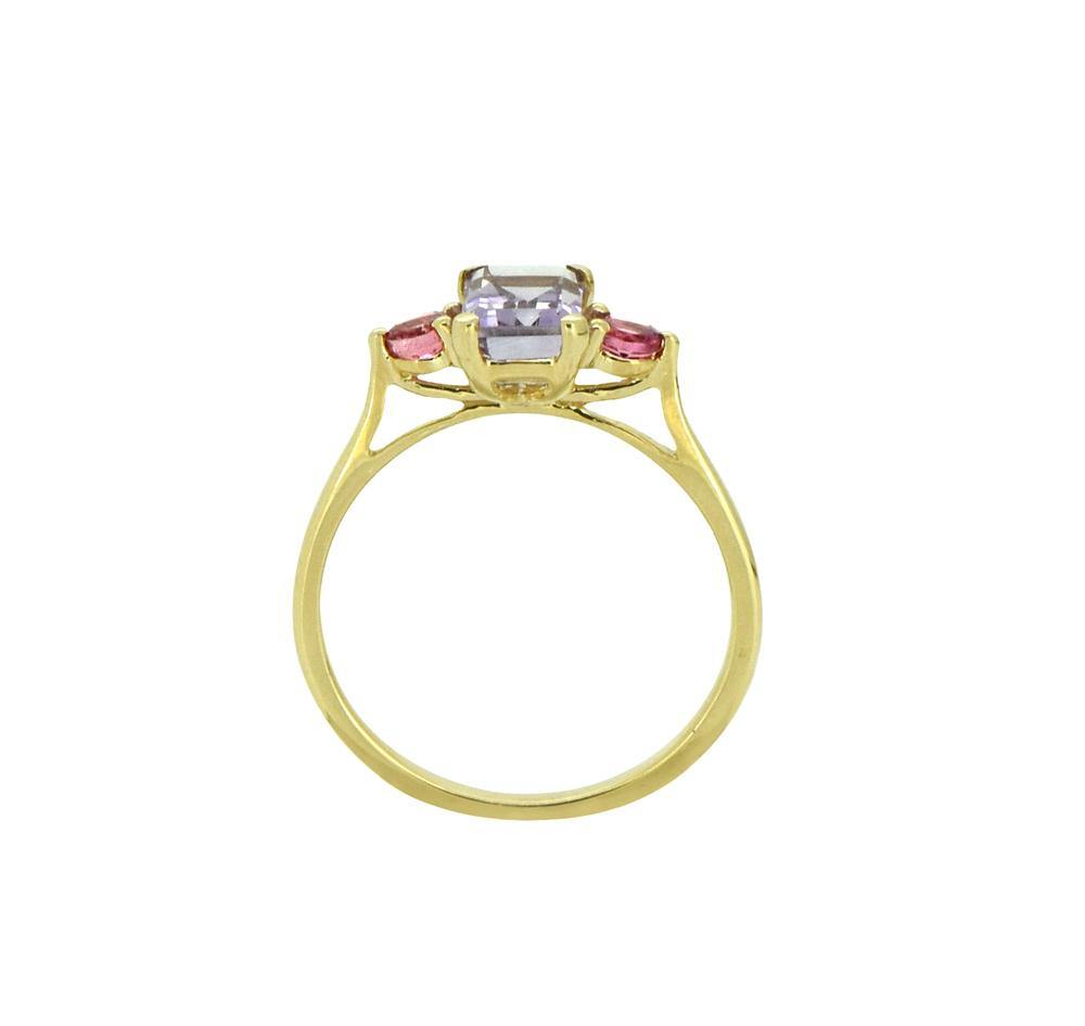 1.40 Ct. Pink Amethyst Tourmaline Solid 14K Yellow Ring Jewelry - YoTreasure