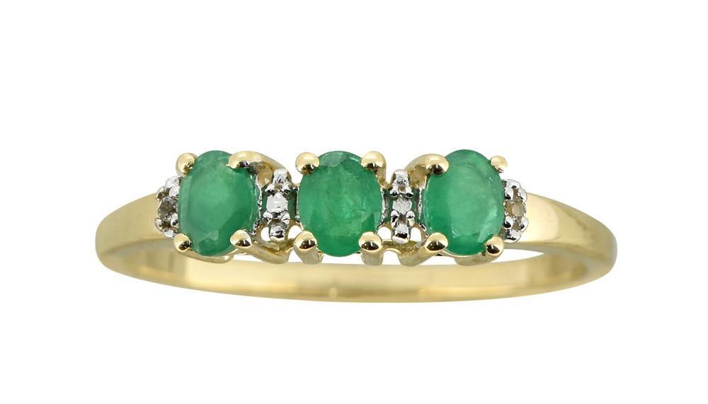 Emerald White Topaz Solid 10K Yellow Gold Gemstone Ring - YoTreasure
