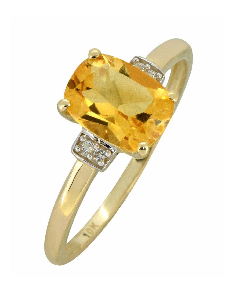 1.42 Ct. Citrine Solid 10k Yellow Gold Princess Ring Jewelry - YoTreasure