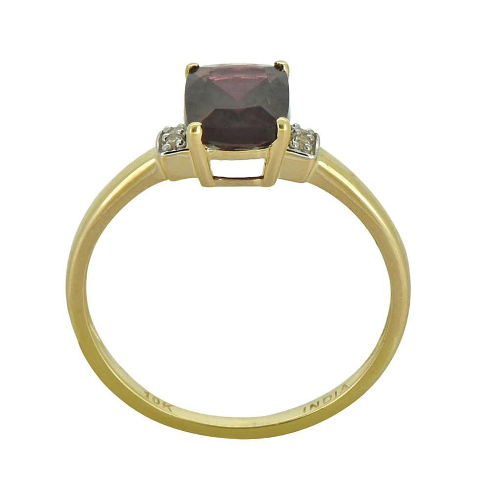 1.52 Ct Rhodolite Garnet White Topaz Solid 10k Yellow Gold Ring Jewelry - YoTreasure