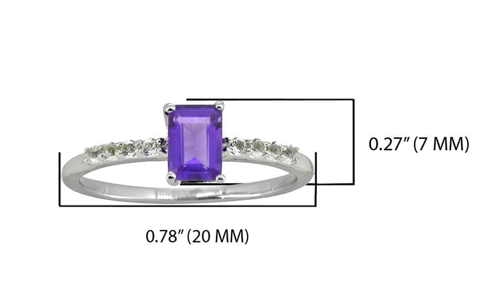 0.64 Ct Amethyst White Topaz Solid 925 Sterling Silver Ring Jewelry - YoTreasure
