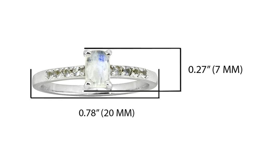 0.64 Ct Moonstone White Topaz Solid 925 Sterling Silver Ring Jewelry - YoTreasure