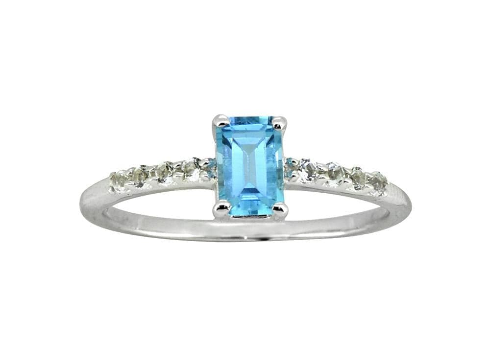 0.64 Ct Swiss Blue Topaz Solid 925 Sterling Silver Ring Jewelry - YoTreasure