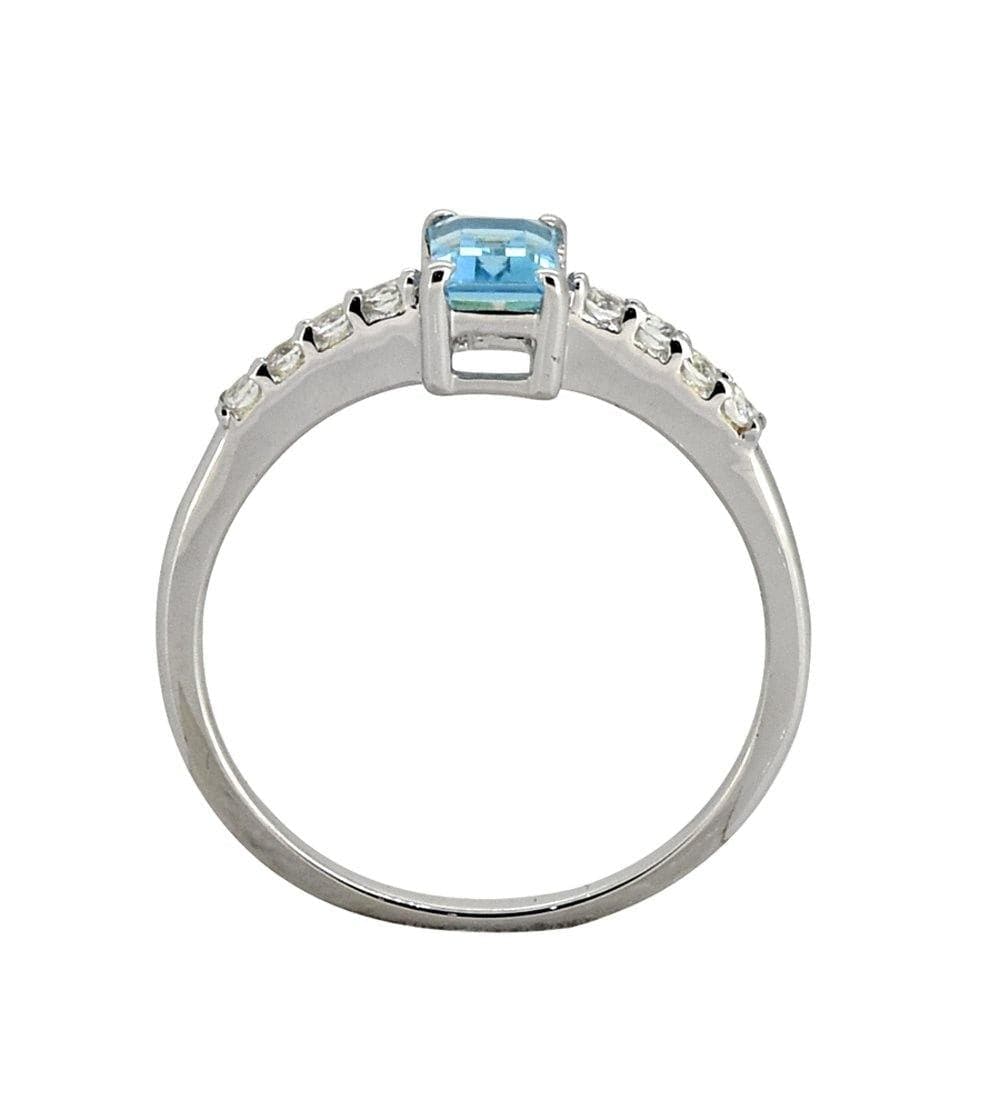 0.64 Ct Swiss Blue Topaz Solid 925 Sterling Silver Ring Jewelry - YoTreasure