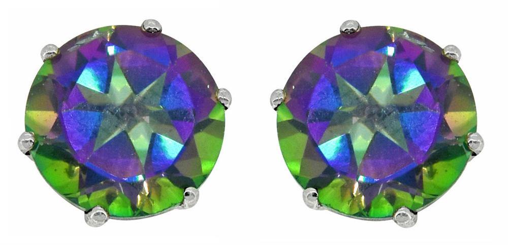 Rainbow Topaz Stud Earrings Solid 925 Sterling Silver Gemstone - YoTreasure