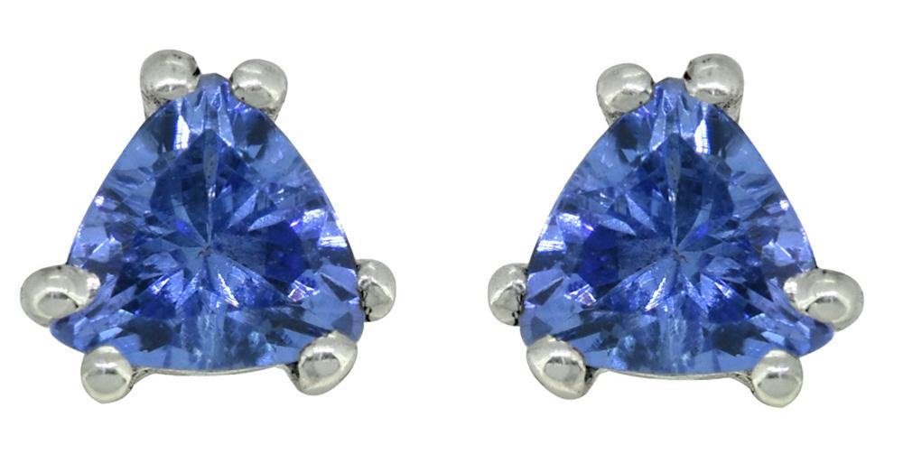 Blue Tanzanite Stud Earrings Solid 925 Sterling Silver Jewelry - YoTreasure