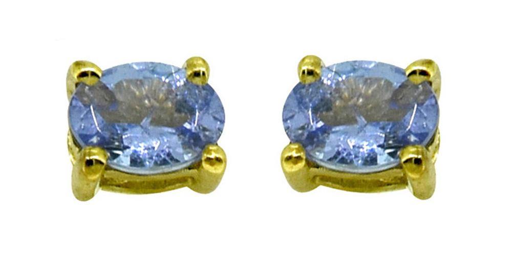 YoTreasure Blue Tanzanite Stud Earrings 925 Sterling Silver Gold Plated Jewelry - YoTreasure