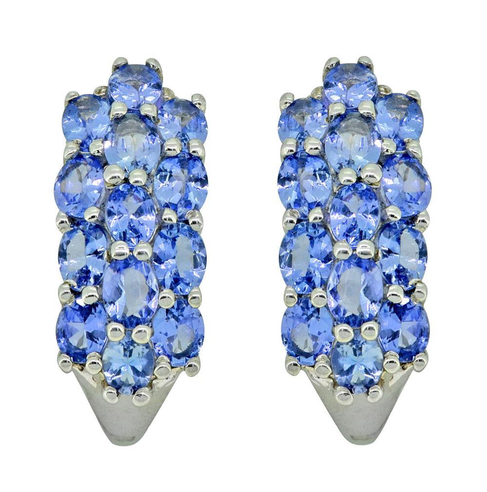 Blue Tanzanite Hoop Earrings 925 Sterling Silver Gemstone Jewelry - YoTreasure