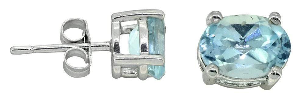 YoTreasure Swiss Blue Topaz Stud Earrings Solid 925 Sterling Silver Jewelry - YoTreasure