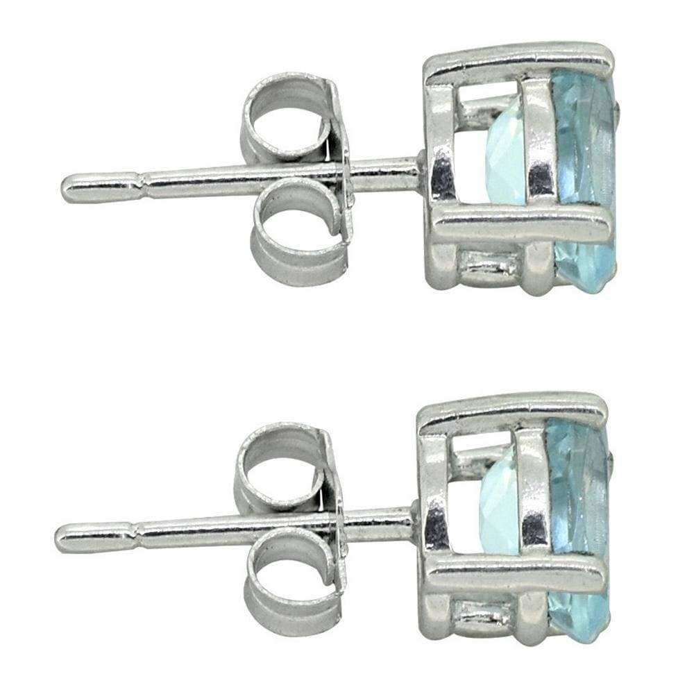 YoTreasure Swiss Blue Topaz Stud Earrings Solid 925 Sterling Silver Jewelry - YoTreasure