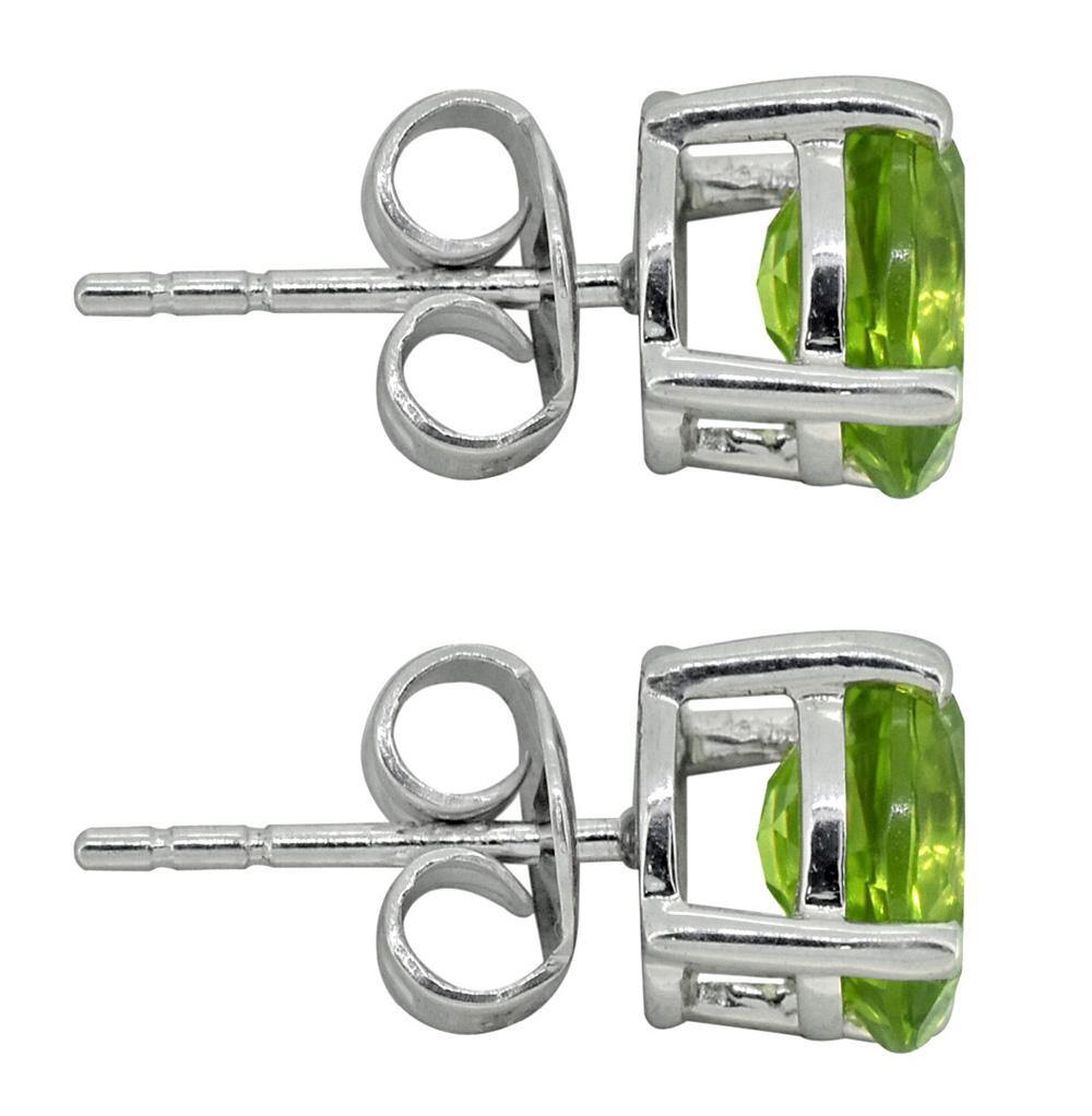 YoTreasure Natural Green Peridot Solid 925 Sterling Silver Stud Earrings - YoTreasure