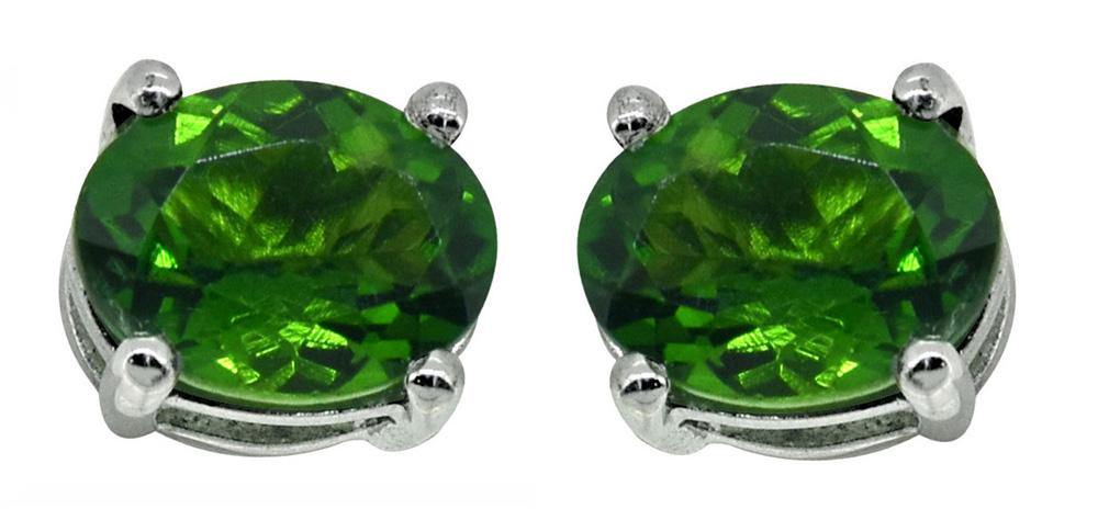 Green Chrome Diopside Stud Earrings Solid 925 Sterling Silver Jewelry - YoTreasure