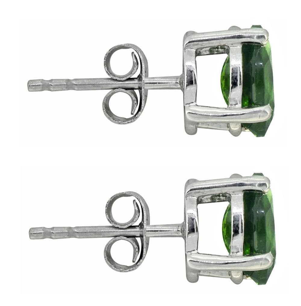Green Chrome Diopside Stud Earrings Solid 925 Sterling Silver Jewelry - YoTreasure