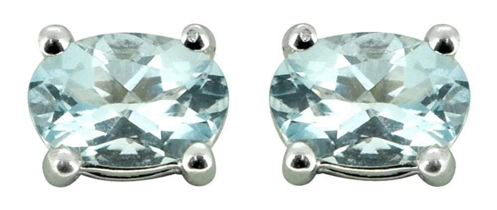 Swiss Blue Topaz Solid 925 Sterling Silver Stud Earrings Jewelry - YoTreasure