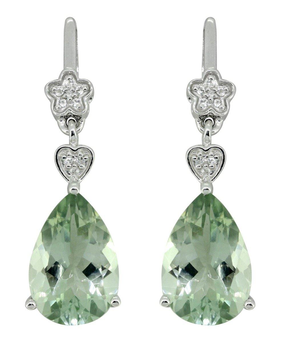 Natural Green Amethyst White Topaz 925 Sterling Silver Gemstone Earrings - YoTreasure