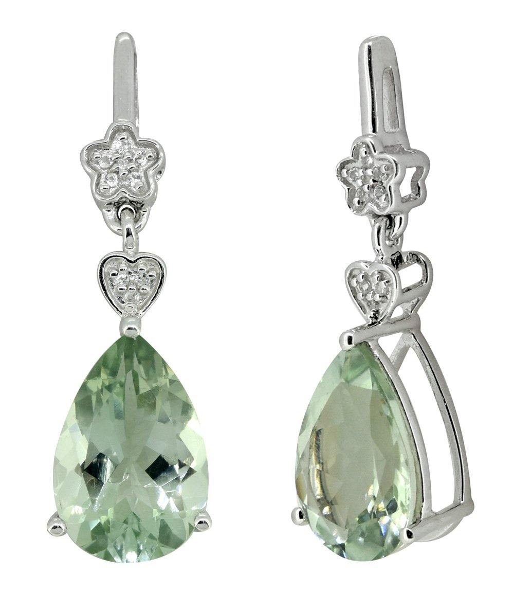 Natural Green Amethyst White Topaz 925 Sterling Silver Gemstone Earrings - YoTreasure