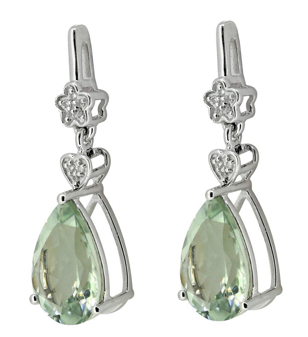 Natural Green Amethyst White Topaz 925 Sterling Silver Gemstone Earrings - YoTreasure