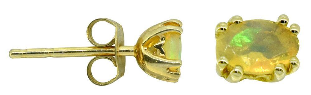925 Sterling Silver Gold Plated Natural Ethiopian Opal Stud Earrings - YoTreasure