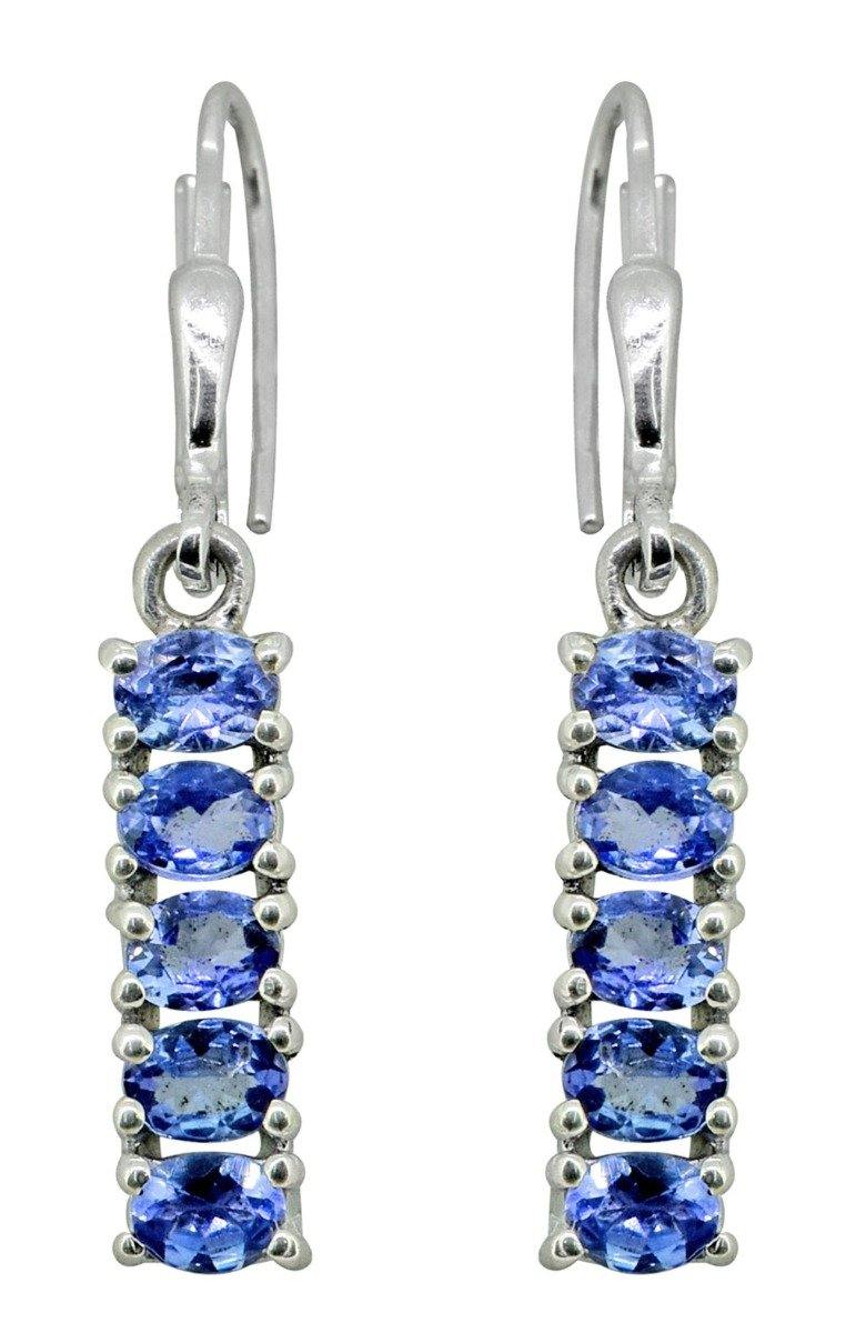 Blue Tanzanite Solid 925 Sterling Silver Dangle Earrings - YoTreasure