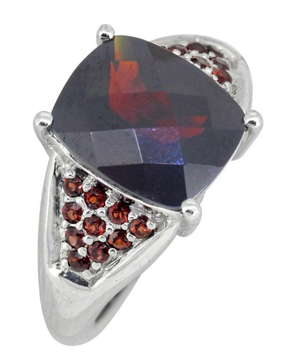 925 Sterling Silver Cushion Cut Red Garnet Women's Engagement Ring - YoTreasure