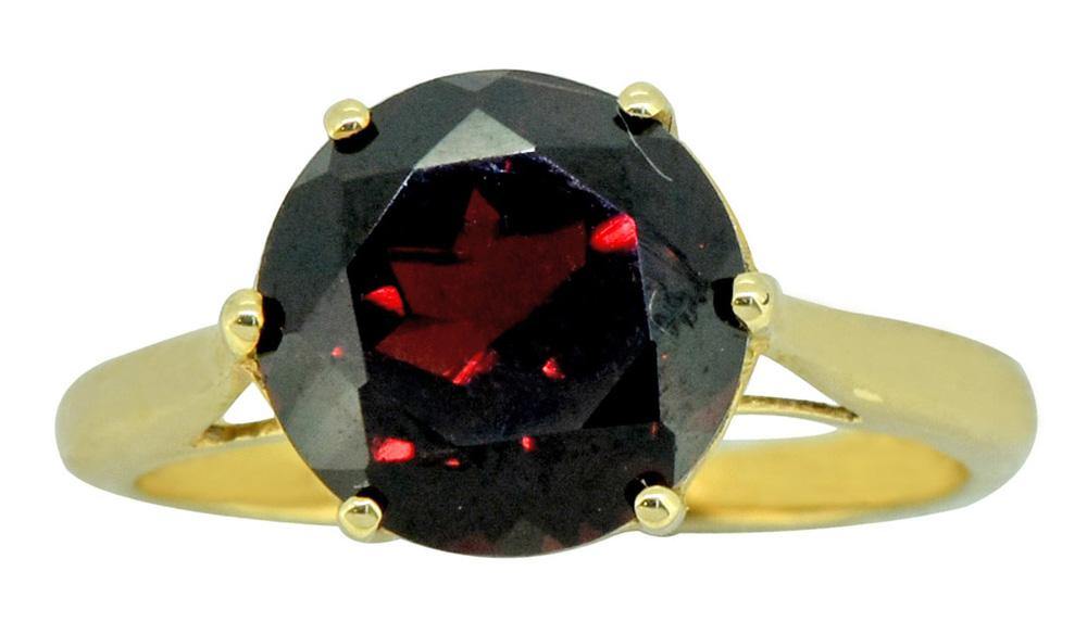 Solid 10K Yellow Gold Natural Round Red Garnet Ring - YoTreasure