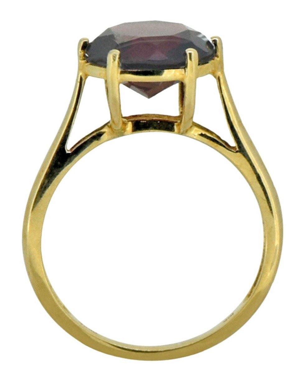 Solid 10K Yellow Gold Natural Round Red Garnet Ring - YoTreasure