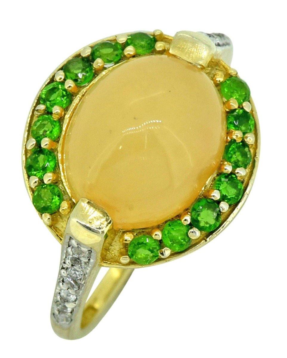 Ethiopian Opal Solid 925 Sterling Silver 18k Gold Plated Ring Jewelry - YoTreasure