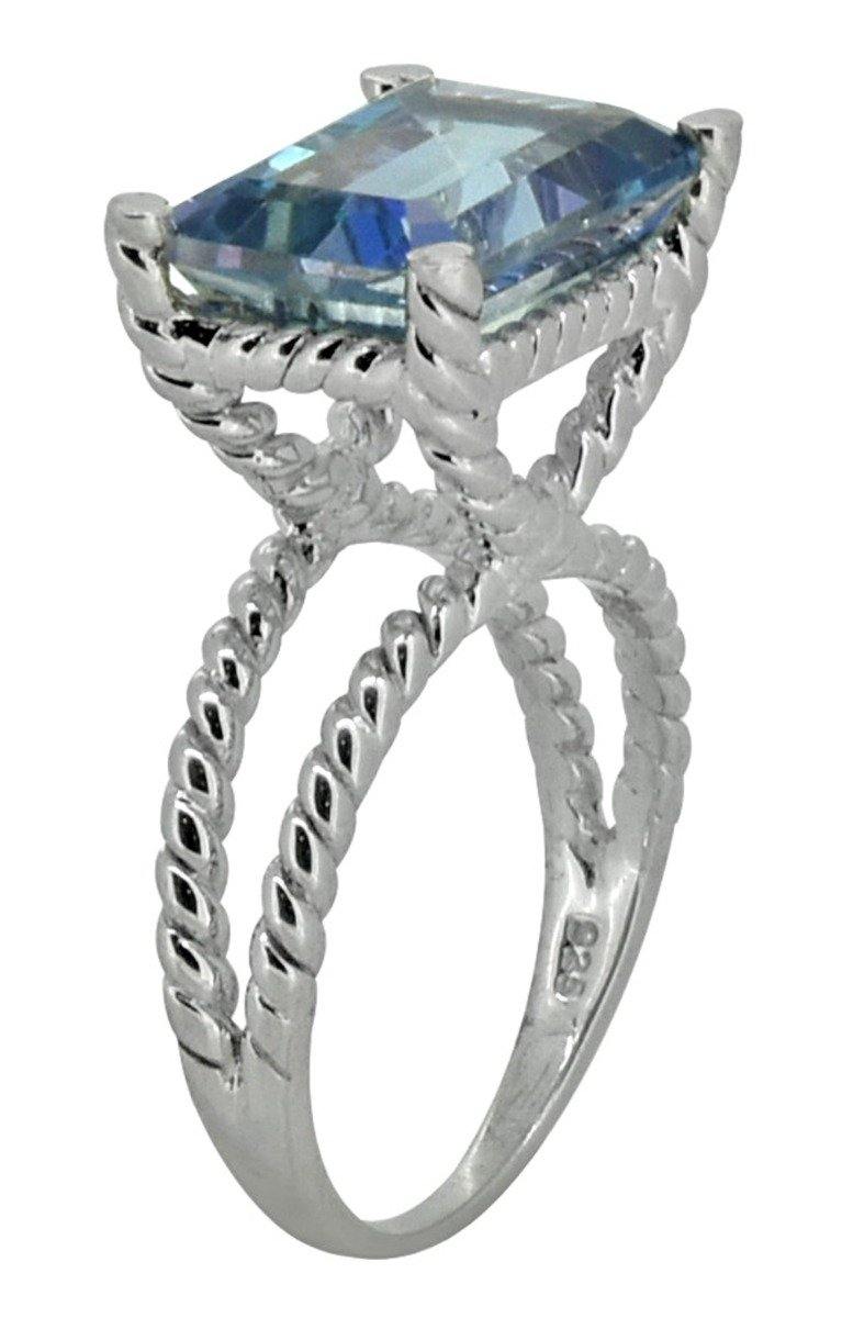 Coated Blue Topaz Gemstone Solid 925 Sterling Silver Ring Jewelry - YoTreasure