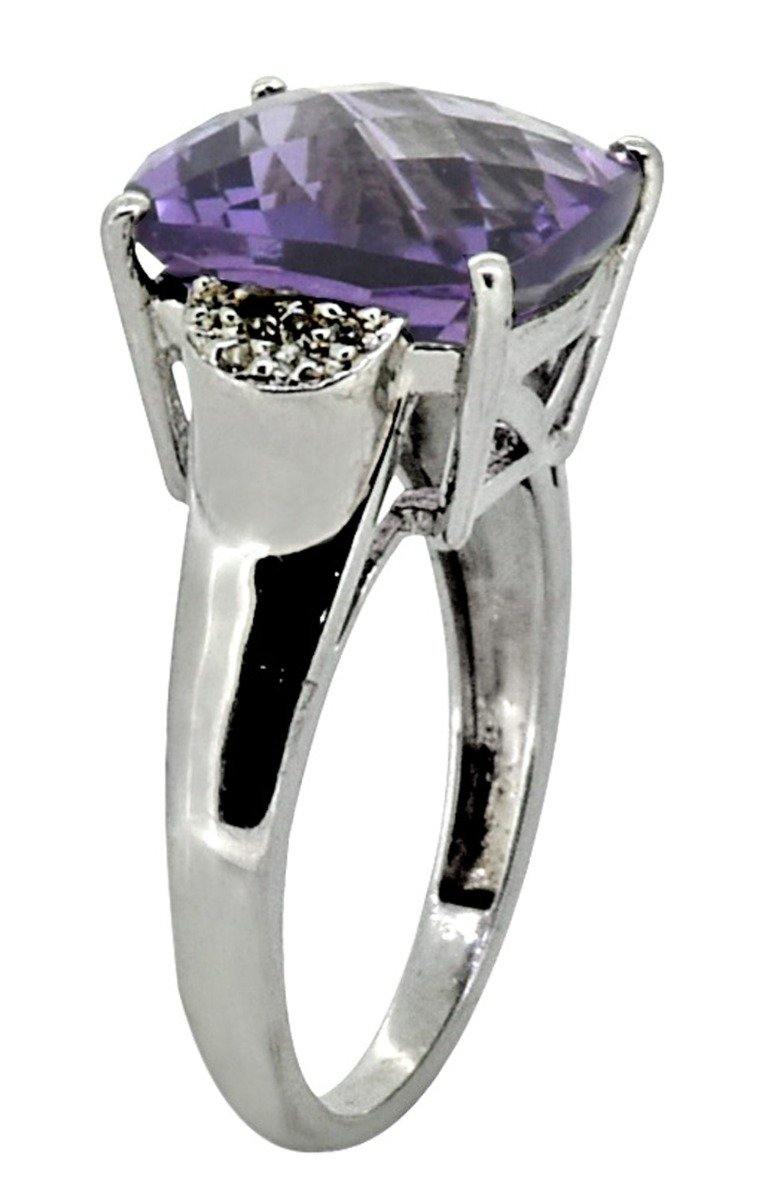 Purple Amethyst White Topaz Solid 925 Sterling Silver Ring Jewelry - YoTreasure