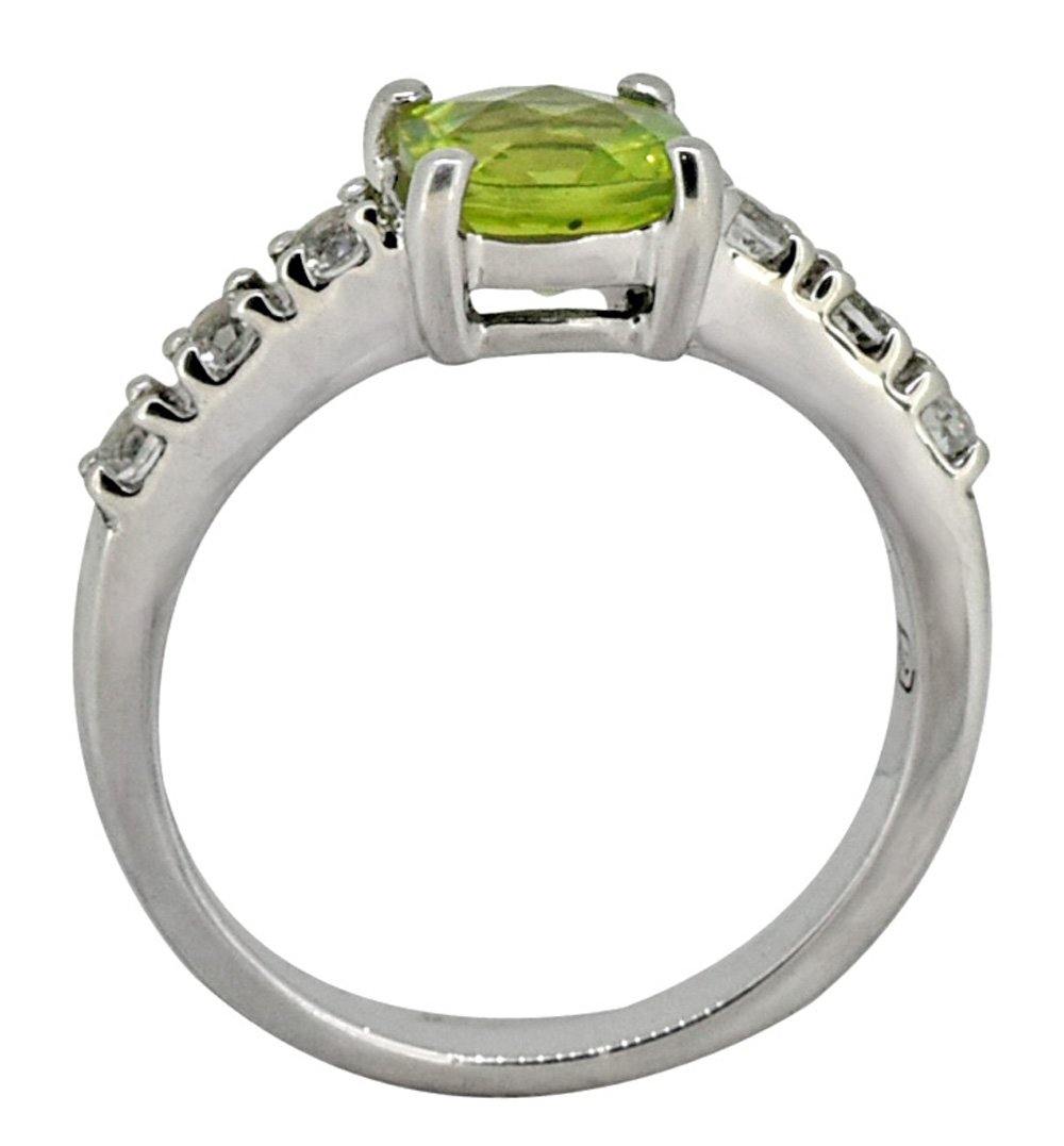 Natural Green Peridot White Topaz Solid 925 Sterling Silver Promise Ring Jewelry - YoTreasure