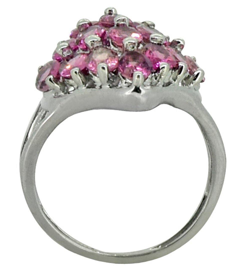 Pink Tourmaline Solid 925 Sterling Silver Cluster Ring Jewelry - YoTreasure