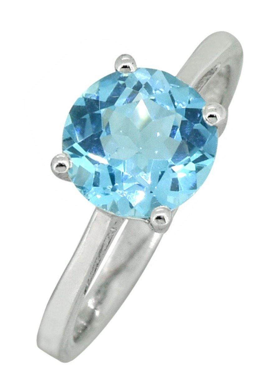 Solid 925 Sterling Silver Blue Topaz Ring - YoTreasure