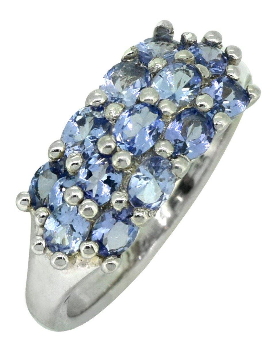 Blue Tanzanite Solid 925 Sterling Silver Cluster Ring Jewelry - YoTreasure