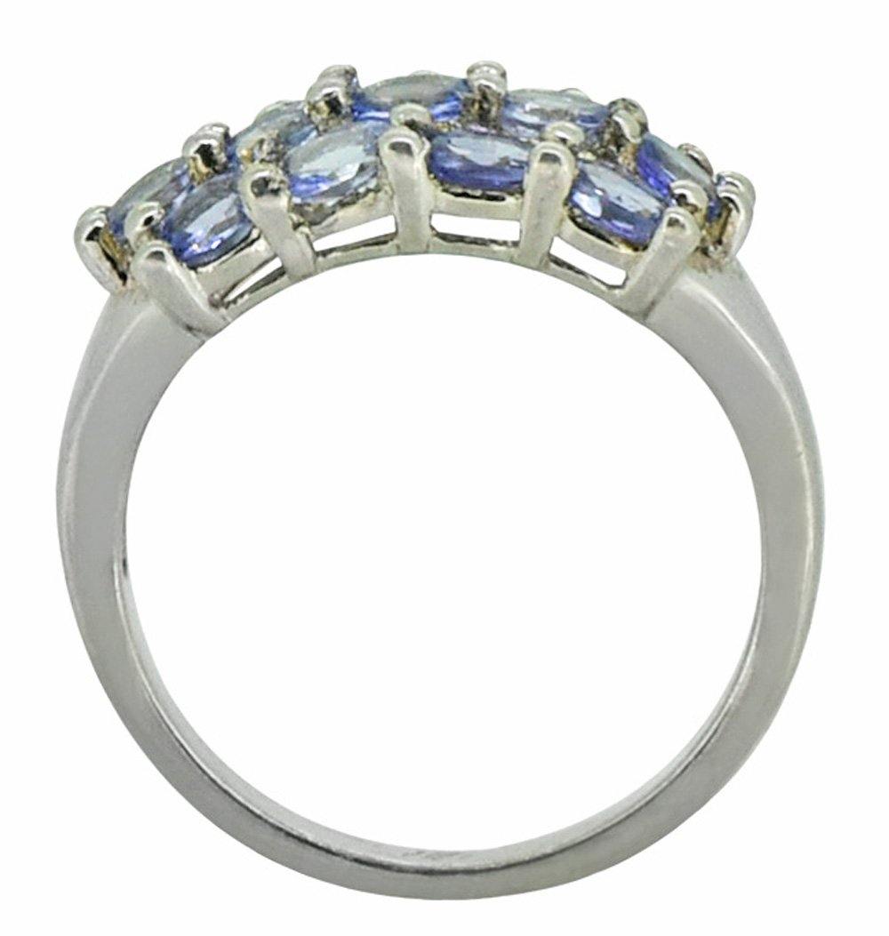 Blue Tanzanite Solid 925 Sterling Silver Cluster Ring Jewelry - YoTreasure