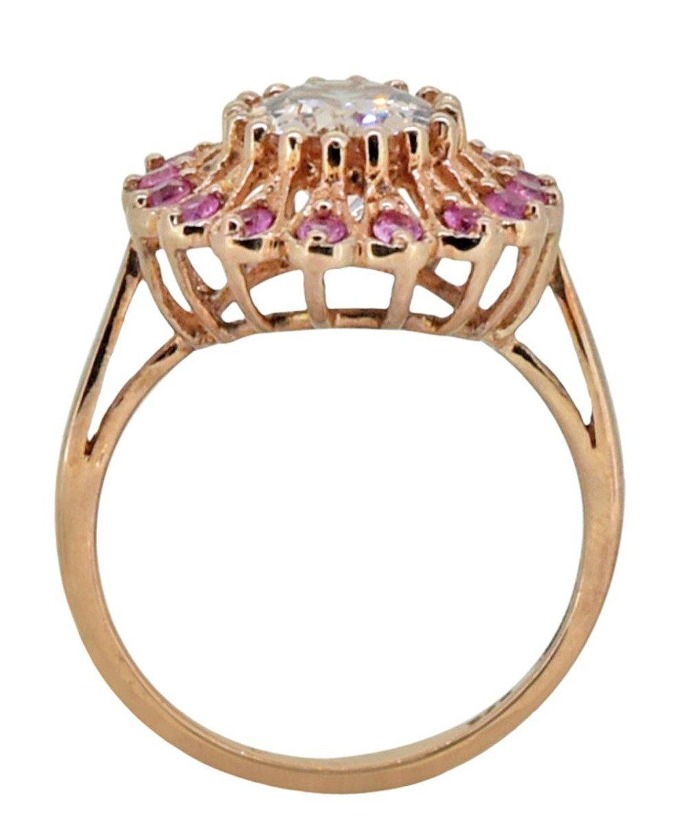 18k Rose Gold Plated Sterling Silver Morganite & Pink Sapphire Cocktail Ring - YoTreasure